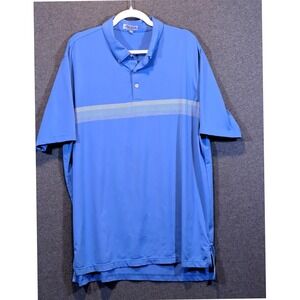 Peter Millar Summer Comfort Mens XL Blue Striped Performance Golf Polo Shirt